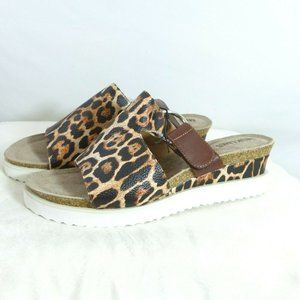 Muk Luks Pitch Harmony Sandal Women's Black Tan Leopard Size 11